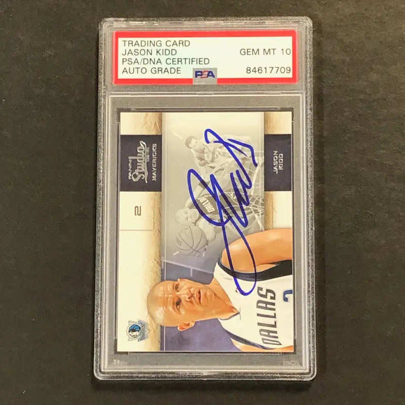 2009-10 Panini Studio #18 Jason Kidd Signed Card AUTO 10 PSA Slabbed Dallas Mavericks