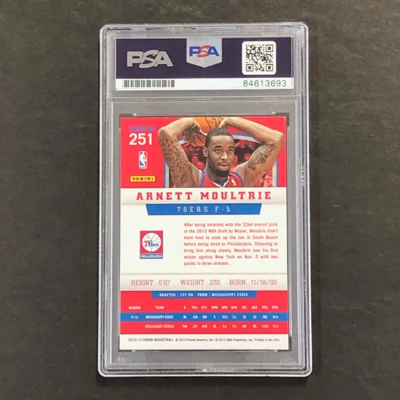 2012-13 Panini #251 Arnett Moultrie Signed Card AUTO PSA Slabbed 76ers