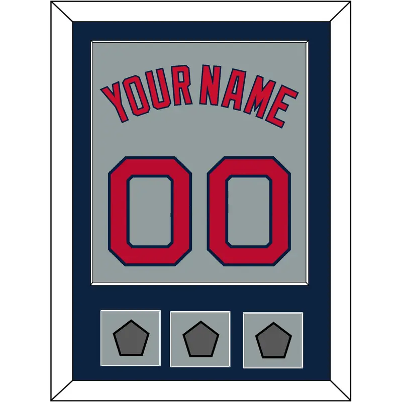 Boston Name, Number & Three World Series Jersey Patches - Road Gray - Single Mat 3