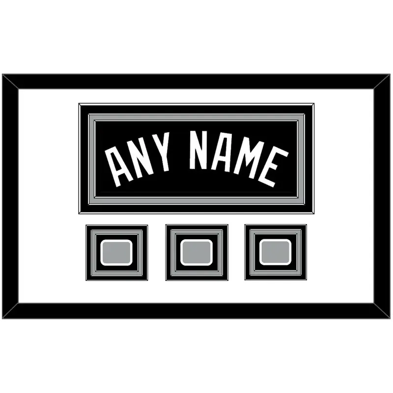 San Antonio Name With 3 Champions Banner Patches - Road Black (1989-2002) - Triple Mat 1