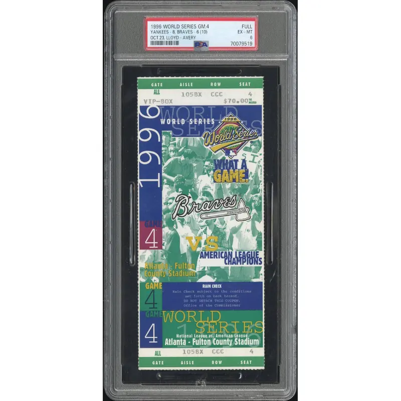 1996 World Series Game 4 Full Ticket PSA 6 Ex-Mt