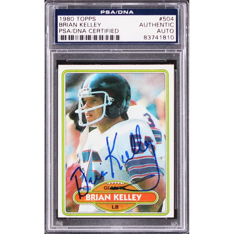 Giants Brian Kelley Authentic Signed 1980 Topps #504 Card PSA/DNA Slabbed