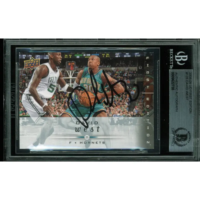 Hornets David West Authentic Signed Card 2008 UD First Edition #128 BAS Slabbed
