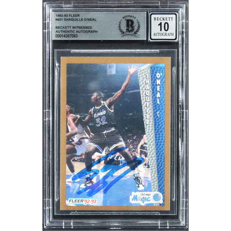 Magic Shaquille O'Neal Signed 1992 Fleer #401 Rookie Card Auto 10! BAS Slabbed
