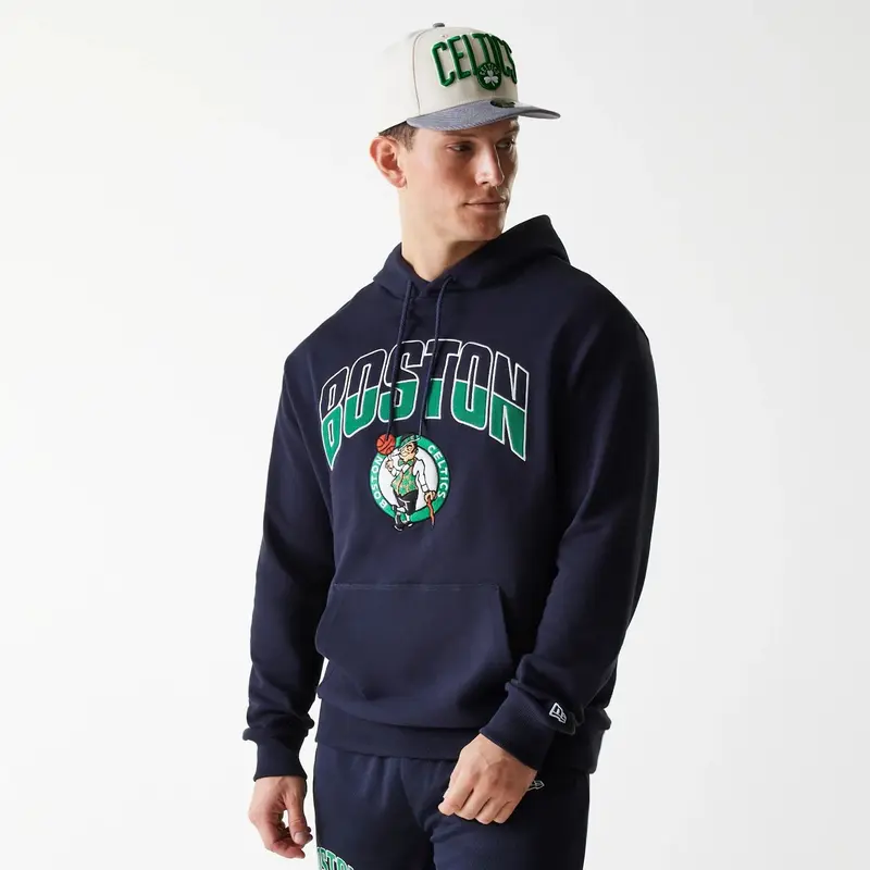 Boston Celtics NBA Arch Graphic Navy Oversized Pullover Hoodie