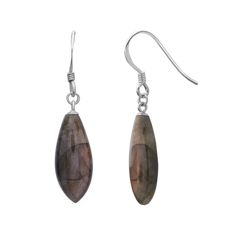 Sterling Silver Brown Labradorite Small Marquise Earrings