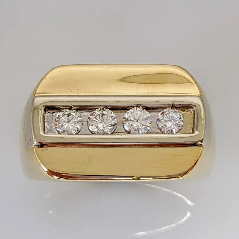 14K .56 CARAT TOTAL WEIGHT SI2 H DIAMOND ROUND (4) CHANNEL SET ESTATE RING 15.6 GRAMS