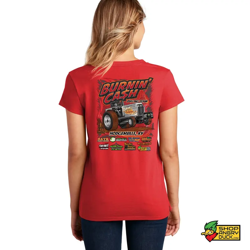 Burnin Cash Pulling Team Ladies V-Neck T-Shirt