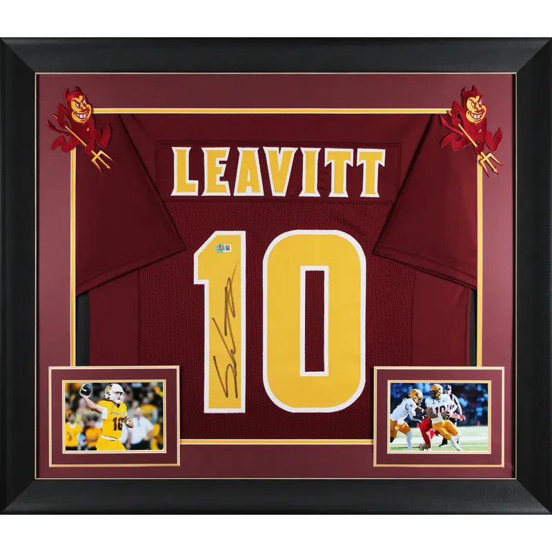 Arizona State Sam Leavitt Signed Maroon Pro Style Framed Jersey BAS Witnessed