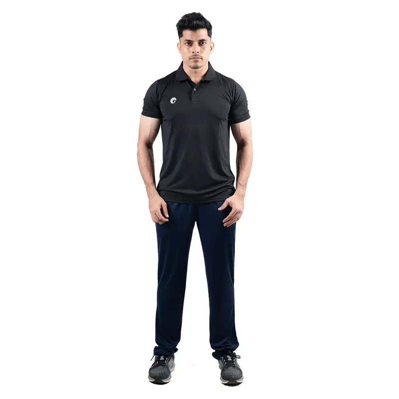 Jacquard Polo T-Shirt Black Men'S Omtex | Kibi Sports