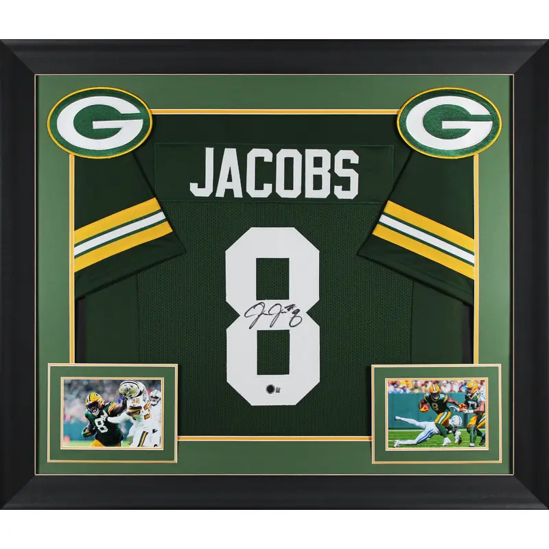 Josh Jacobs Authentic Signed Green Pro Style Framed Jersey BAS Witnessed