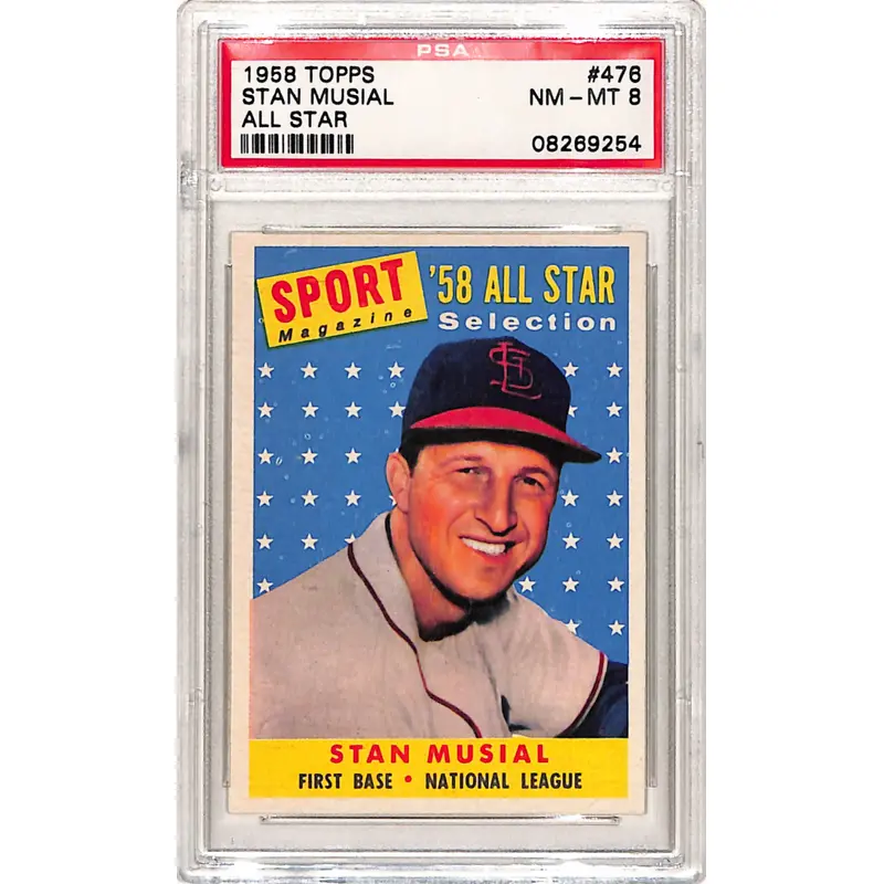 Stan Musial 1958 Topps All-Star #476 PSA 8 Nm-Mint