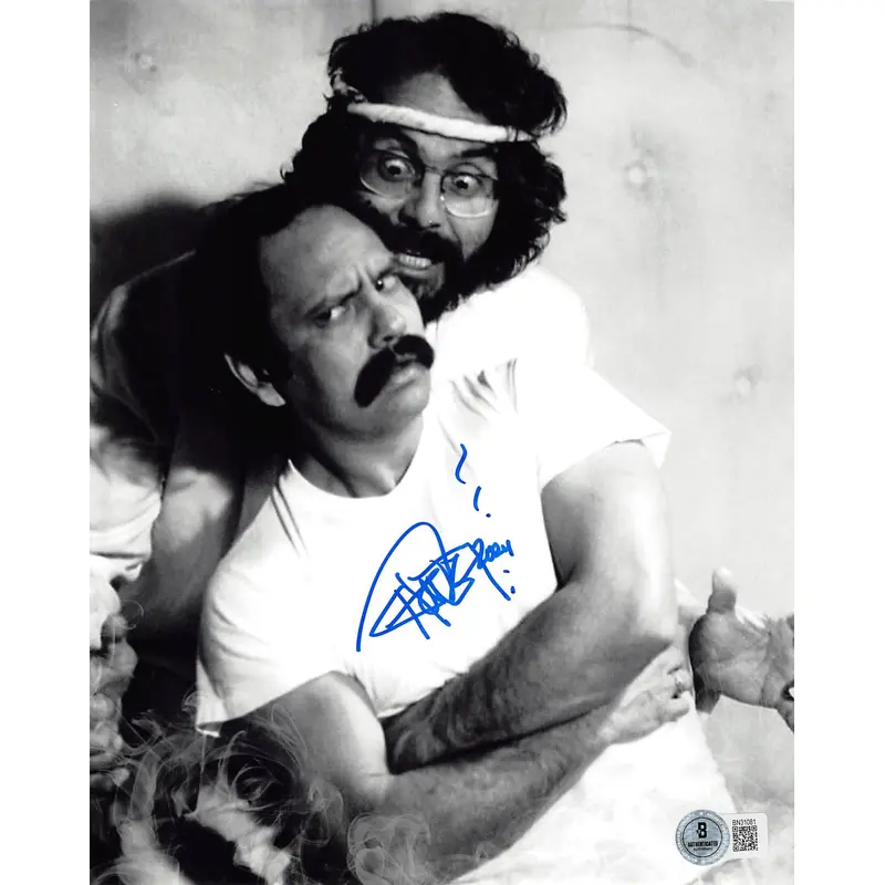 Tommy Chong Cheech & Chong Signed 8x10 Vertical Photo w/ Blue Sig BAS 9