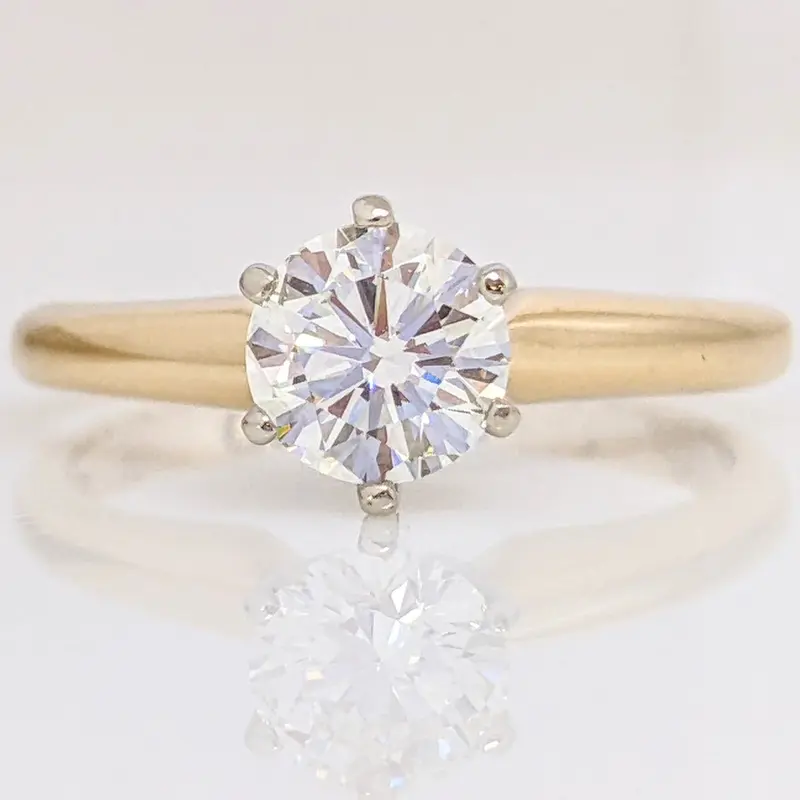 14K .76 CARAT TOTAL VS1 G DIAMOND ROUND ESTATE SOLITAIRE RING 3.1 GRAMS