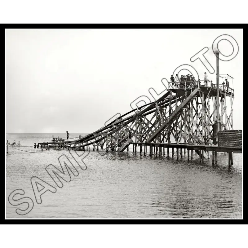 1904 Water Slide Lake Erie 8X10 Photo - Put-In-Bay Ohio - 2563