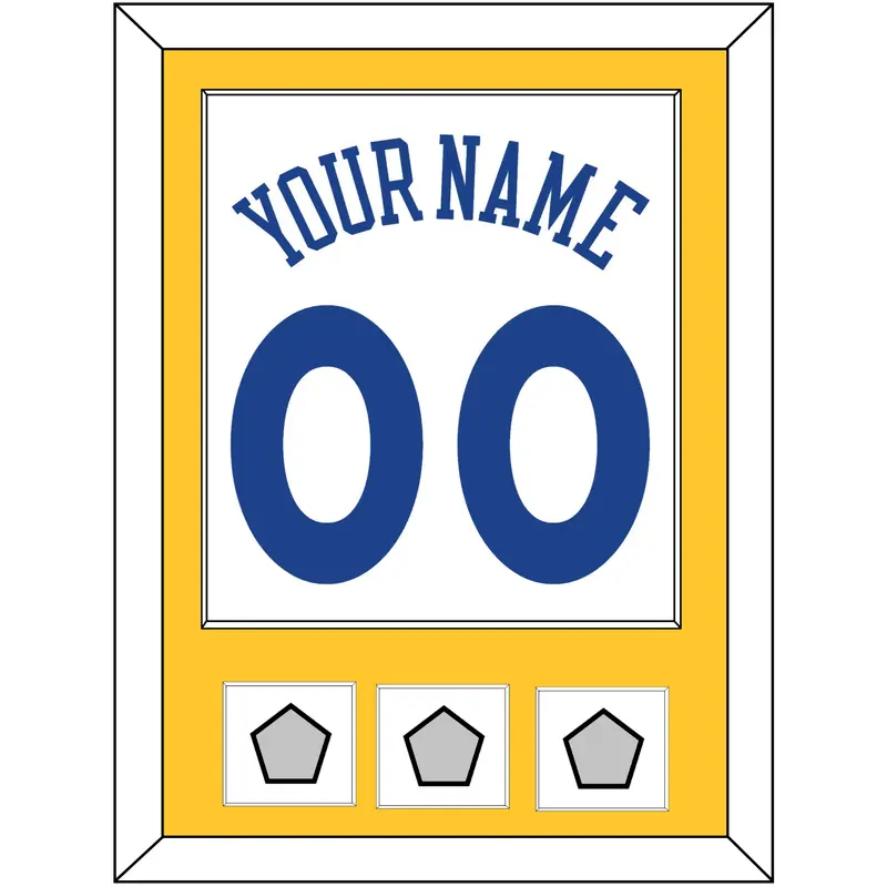 Golden State Name & Number With 3 Finals Patches - Home White (2010-2019) - Single Mat 2