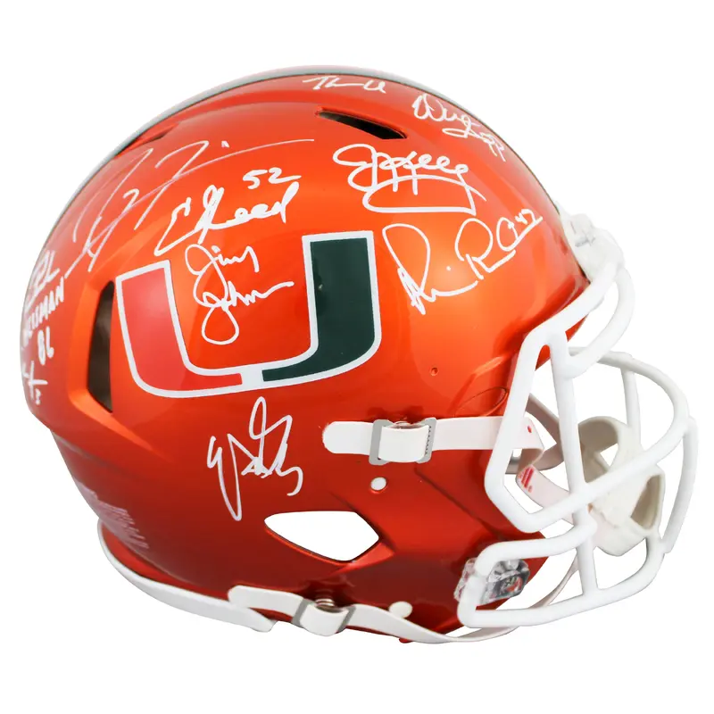 Miami Legends (9) Lewis, Irvin, +7 Signed Flash F/S Speed Proline Helmet BAS Wit