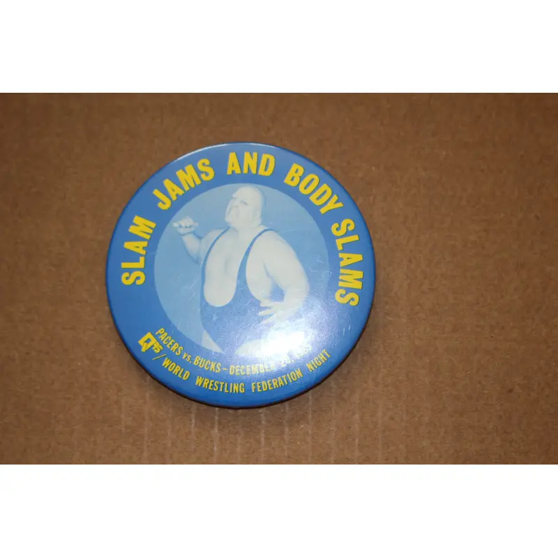 1985 Indiana Pacers WWF Wrestling Night Pinback Photo Button