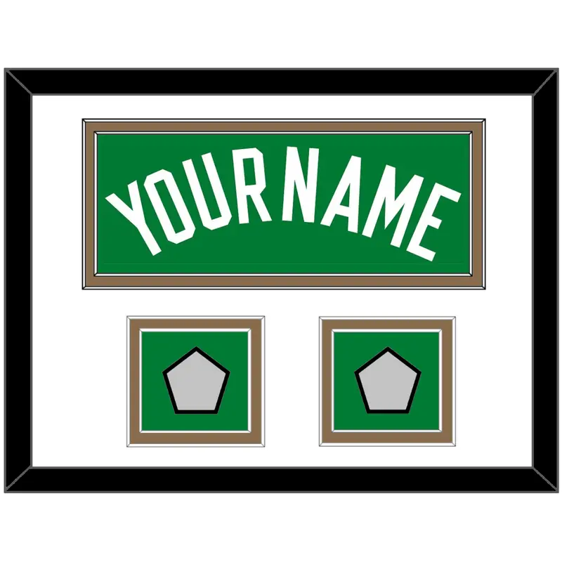Boston Name & 2 Trophy Patches - Road Green (1972-2018) - Double Mat 1