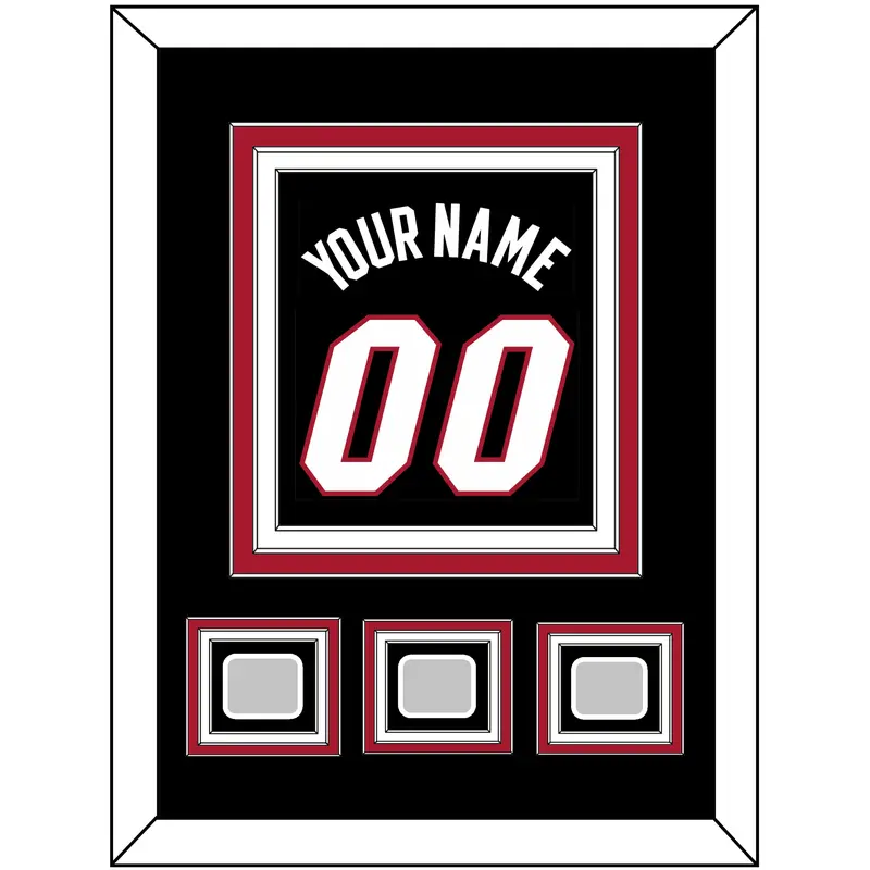 Miami Name & Number With 3 Finals Patches - Road Black (1999-2008) - Triple Mat 3