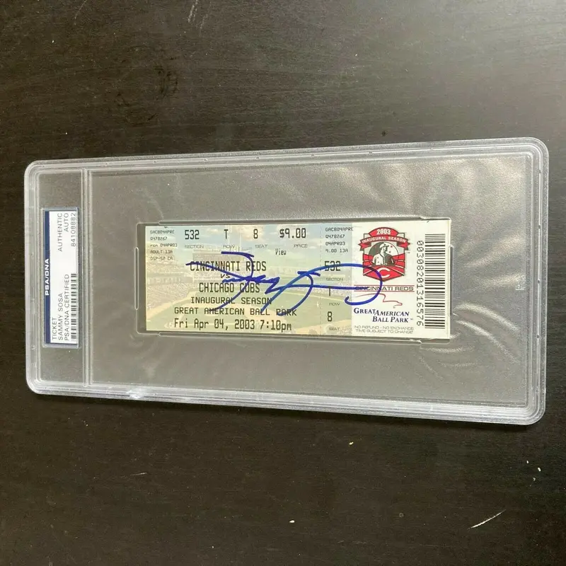 Sammy Sosa Signed 500th Career Home Run Full Ticket April 4, 2003 PSA DNA COA