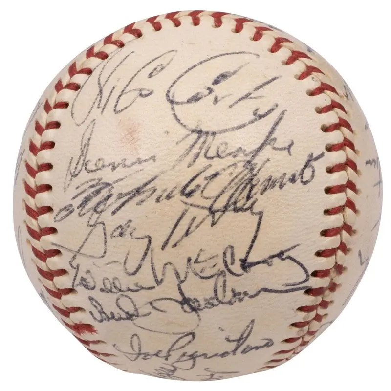 1970 All Star Game Team Signed Baseball Roberto Clemente Willie Mays Hank PSA