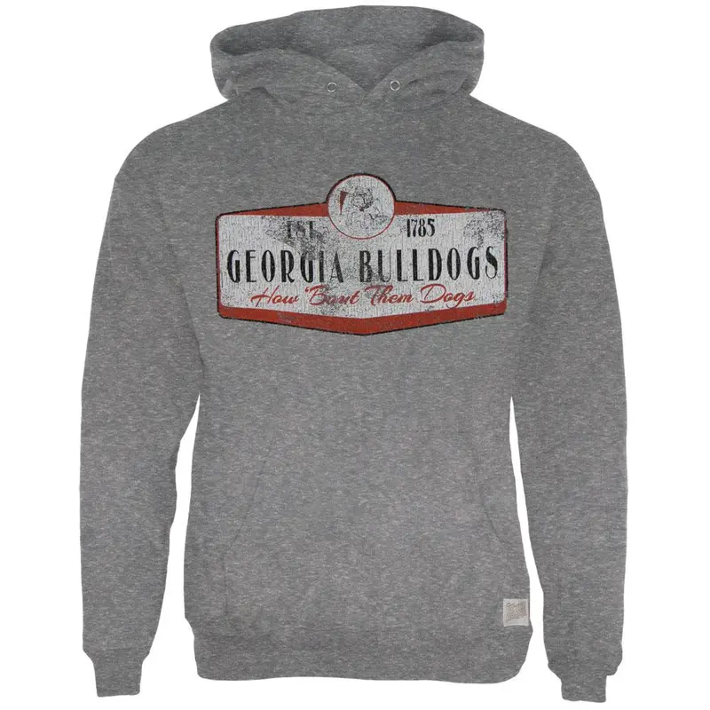 Georgia Bulldogs - Distressed How Bout Them Dogs Sign Tri-Blend Adult Hoodie