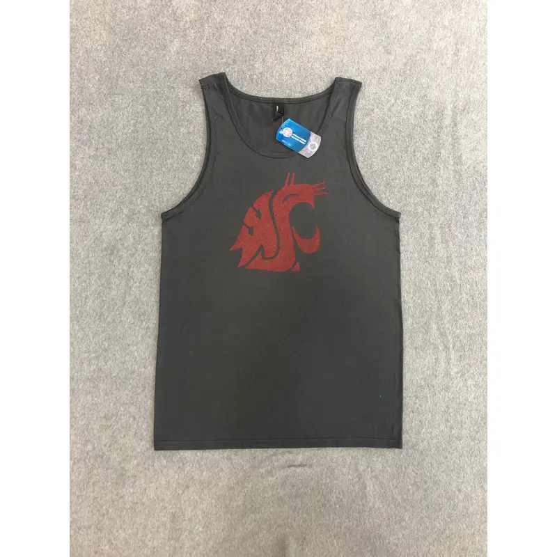 WSU Men's Grey Tank Top With Crimson Cougar's Logo