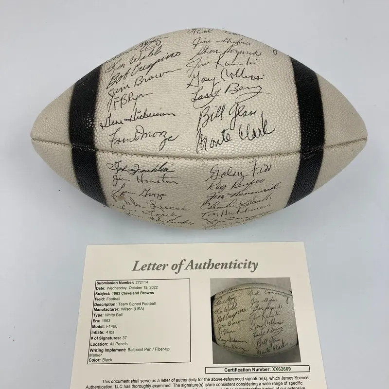 1963 Cleveland Browns Team Signed Vintage Wilson Official Football JSA COA