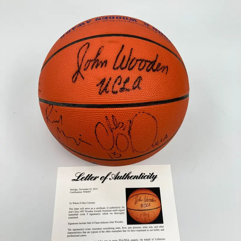 1997 Tim Duncan Rookie & John Wooden Award Winners Multi Signed Basketball PSA