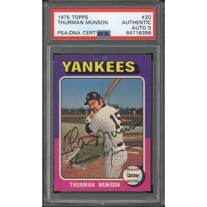 1975 Topps Thurman Munson Signed Baseball Card PSA DNA 1 Of 3 Known