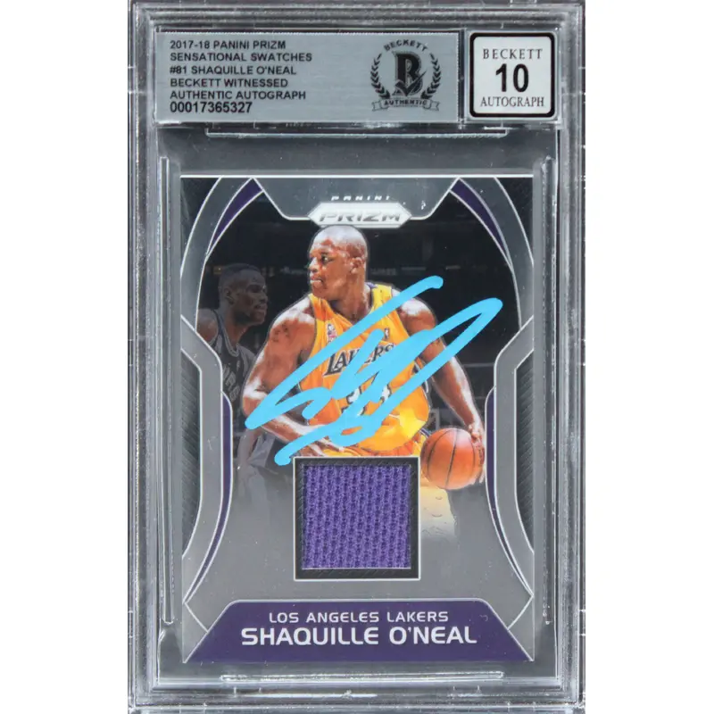 Lakers Shaquille O'Neal Signed 2017 Panini Prizm SS #81 Card Auto 10! BAS Slab 2