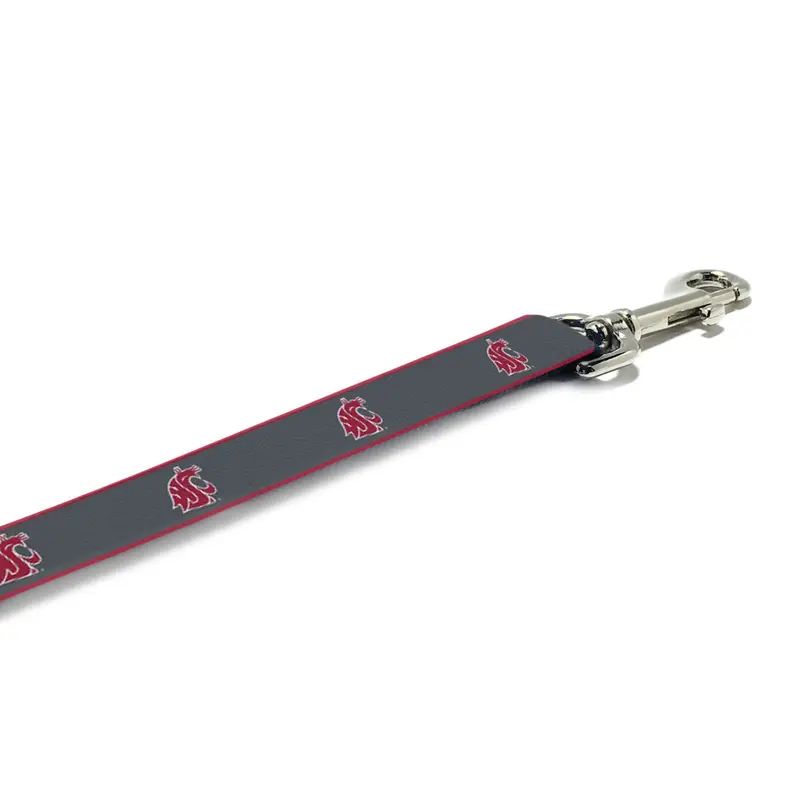 WSU Gray Dog Leash with Crimson Logos