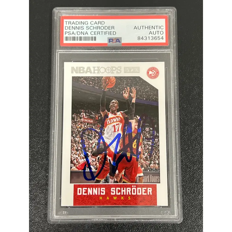 2015-16 NBA Hoops #89 Dennis Schroder Signed Card PSA AUTO Slabbed Hawks