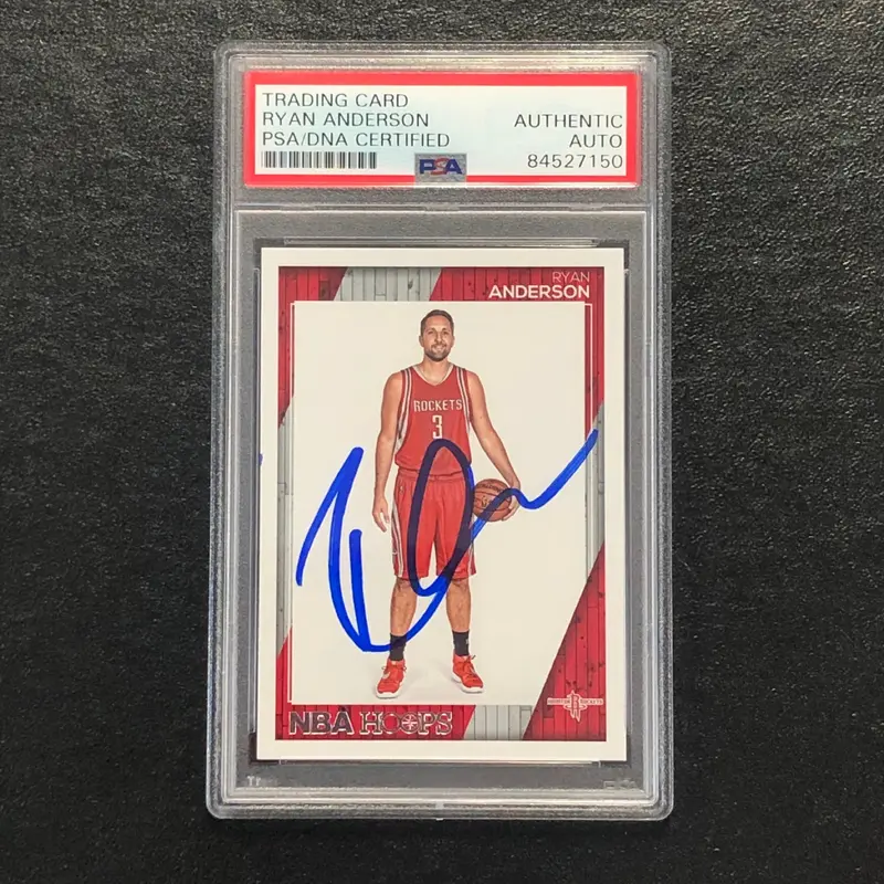 2016-17 NBA Hoops #101 Ryan Anderson Signed Card AUTO PSA Slabbed Rockets