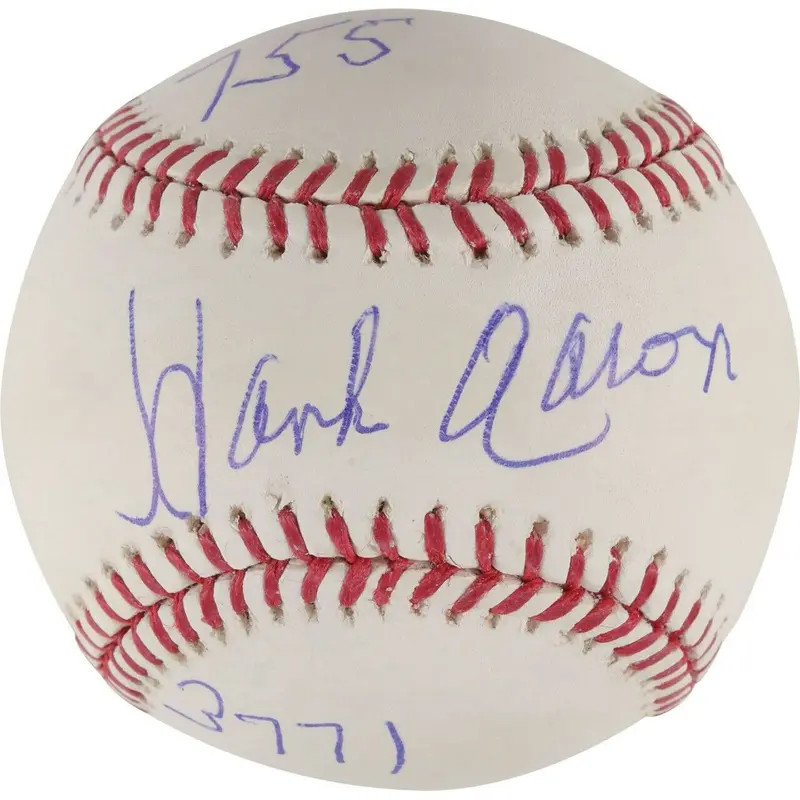 Hank Aaron 755 Home Runs 3771 Hits Signed Inscribed STAT Baseball PSA DNA COA