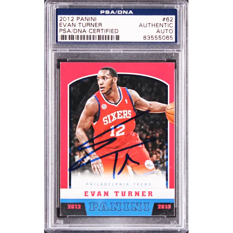 76ers Evan Turner Authentic Signed 2012 Panini #62 Card PSA/DNA Slabbed