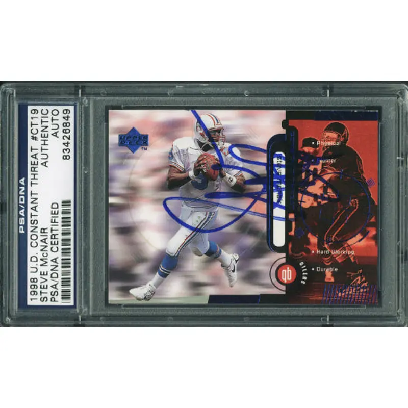 Steve Mcnair Authentic Signed Card 1998 Ud Contsant Threat #Ct19 PSA/DNA Slabbed