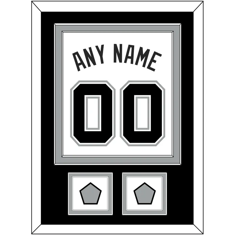 San Antonio Name & Numbers With 2 Finals Patches - Home White (2002-2017) - Double Mat 3