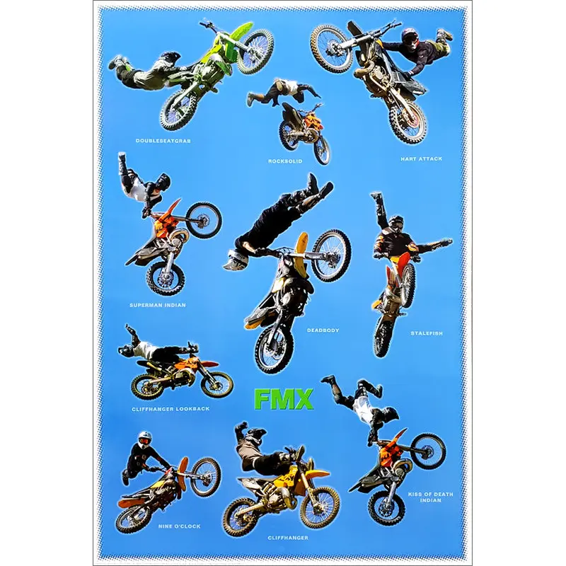 Motorcycle Freestyle "FMX" 10 Tricks Poster - Wizard & Genius