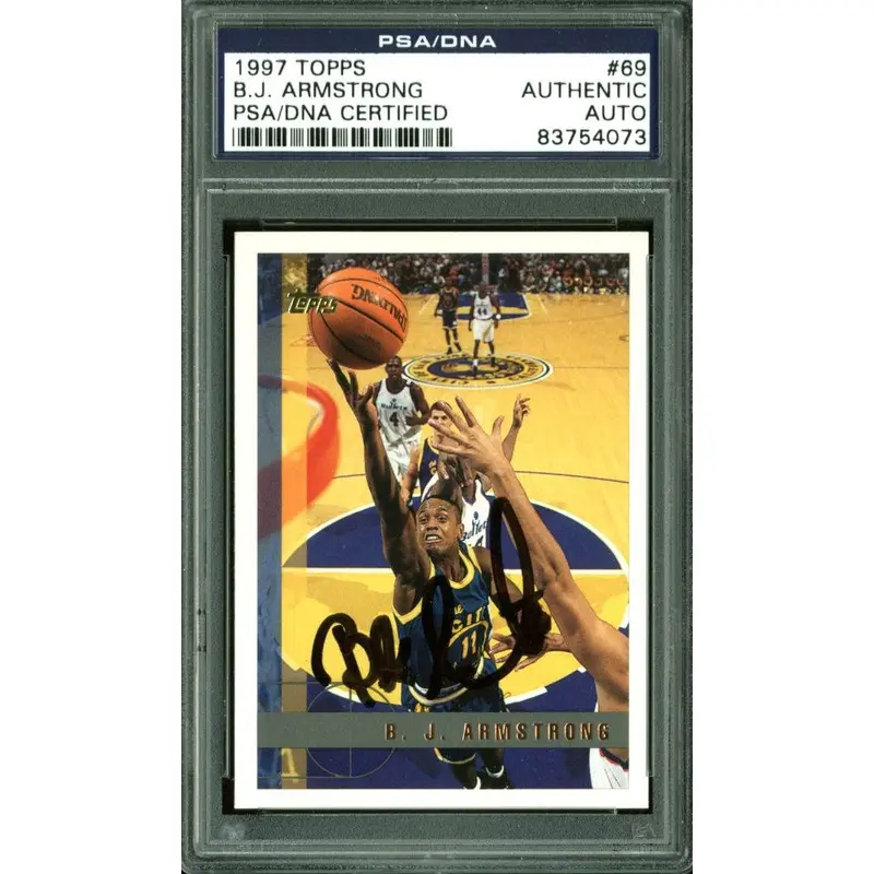 Warriors B.J. Armstrong Authentic Signed Card 1997 Topps #69 PSA/DNA Slabbed