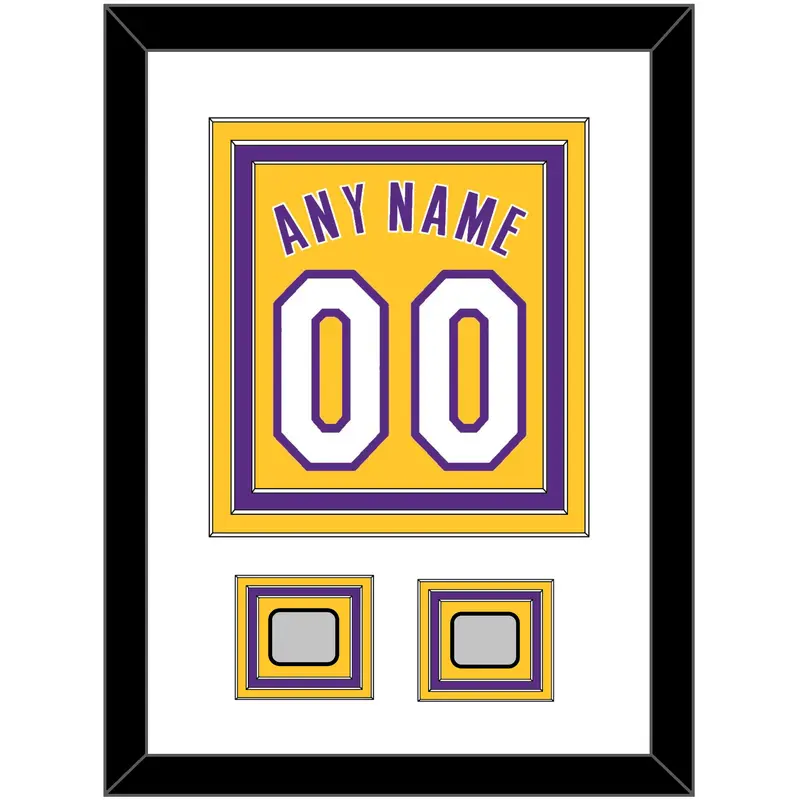 Los Angeles Name & Number With 2 Finals Patches - Home Yellow (1999-2018) - Triple Mat 1
