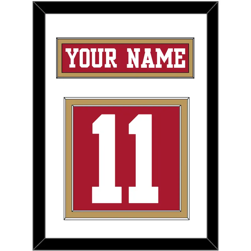 San Francisco Nameplate & Number (Back) - Home Red - Double Mat 1
