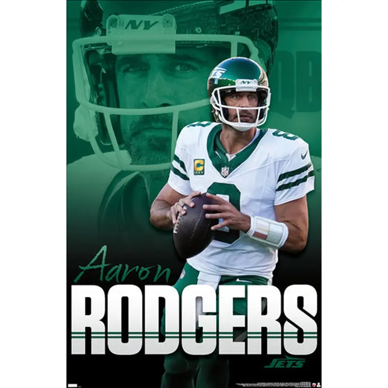 Aaron Rodgers "Jet Powered" New York Jets QB NFL Action Wall POSTER - Costacos 2024