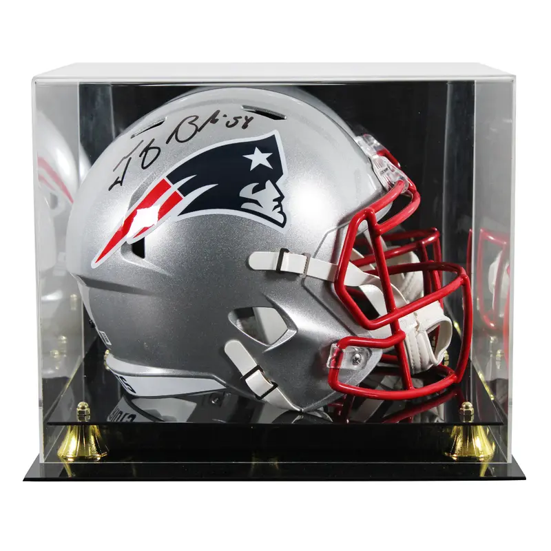 Patriots Tedy Bruschi Signed Full Size Speed Rep Helmet W/ Case BAS Witnessed