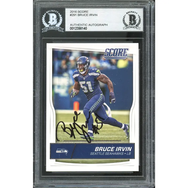 Seahawks Bruce Irvin Authentic Signed 2016 Score #291 Card BAS Slabbed
