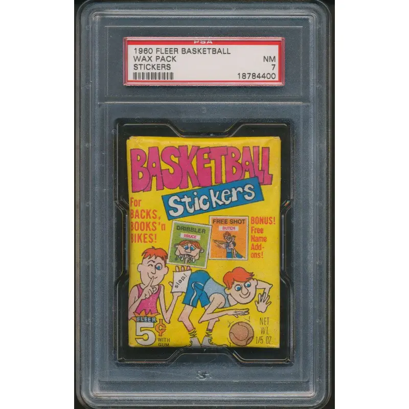 1960 Fleer Basketball Stickers Unopened Wax Pack PSA 7