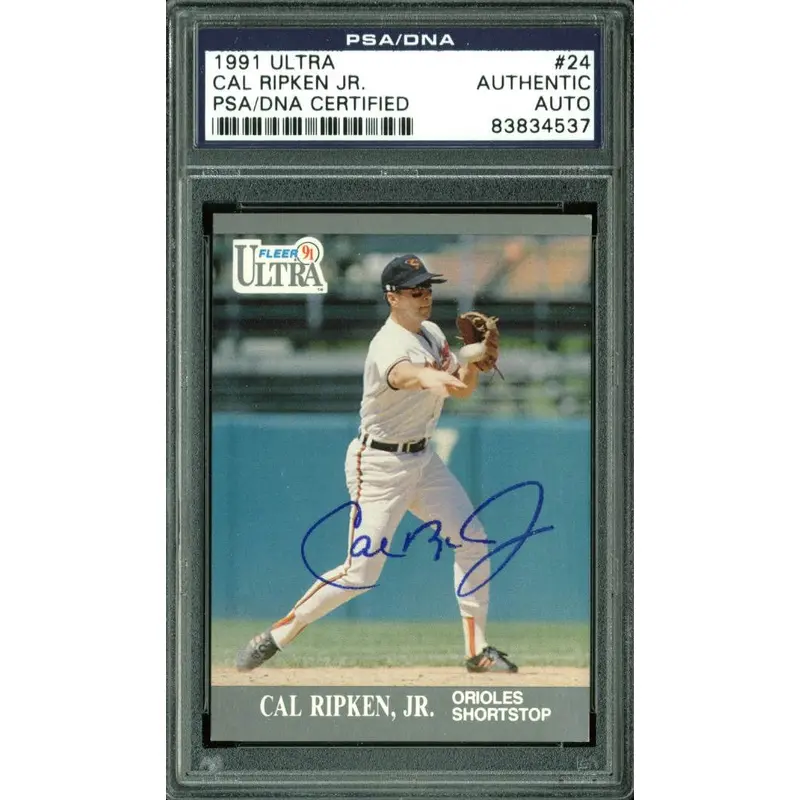 Orioles Cal Ripken Jr. Authentic Signed Card 1991 Ultra #24 PSA/DNA Slabbed