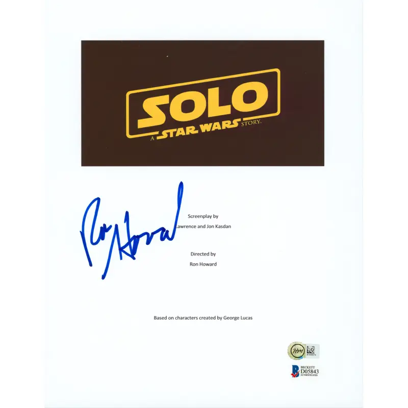 Ron Howard Authentic Signed Solo A Star Wars Story Movie Script Cover BAS D05843