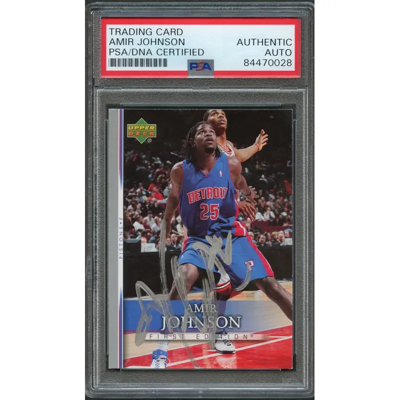 2007-08 Fleer #2 Amir Johnson Signed Card AUTO PSA Slabbed Pistons